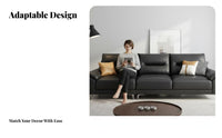 Italian Minimalist aesthetic Straight-Line Multi-Seater Sofa Genuine Leather Living Room Furniture Top-Grain Cowhide Couch Modern Design for Apartment Dwellers, Homeowners, Interior Designers, Home Office