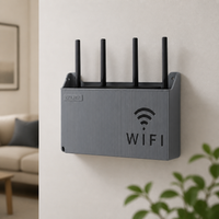 Router Storage Box, Cable Management Box for Router, Drill Wall Mounted WiFi Storage, Vented Cable Organiser Box for Desk