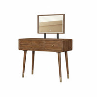 Wooden Vanity Set with Round Mirror Sturdy Wood Construction Vanity Set with Lighted Mirror Includes Matching Stool