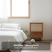 Single-Drawer Rattan Nightstand Minimalist Aesthetic Bedside Table for Students