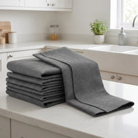 Highly Absorbent Microfibre Cloth, Dark Gray Microfibre Towel for Glass Panes and Glass, Stitched Border Cleaning Tool for Kitchens