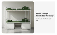 Steel Bunk Bed Space-Saving Design Stacked-Level Iron Bed Guardrails Dormitory Furniture for Students, Workers, Dorm Room, Hostel, Small Areas