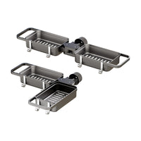 Rotating Kitchen Faucet Organizer with Dual Shelves, Drainage Rack for Sponges and Cloths