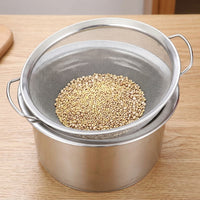 Stainless Steel Colander and Basin Set with Lid, 1mm Fine Mesh Rice Colander and Vegetable Strainer, Washing Rice Tool for Home Cooking Food Prep