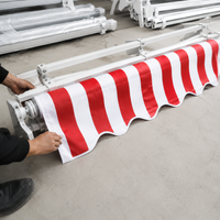 Replacement Valance Fabric for Awning, Sun Protection, Custom Polyester, Red/White Striped or Solid Blue