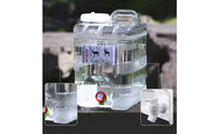 Transparent Portable Water Tank with Handle Square Water Container with Tap Leakproof Food-Grade for Campers, Camping