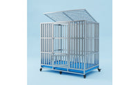 Stainless Steel Dog Crate with Feeding Bowls Rust-Resistant Dog Crate with Wheels Lockable Pet Furniture Easy to Clean for Indoor
