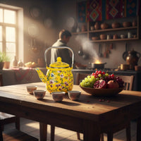 Flat Bottom Tea Kettle Thickened Floral Enamel Kettle Induction Compatible