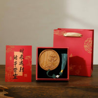 Sandalwood Comb Mirror Set Chinese Design Carved Wooden Comb Gift Box Included