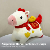 Chinese Astrological Horse Stuffed Cute Design Horse Stuffed Toy White Horse Stuffed Doll Comfortable to Feel Festive Decoration