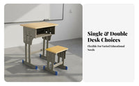 Adjustable Student Desk and Chair Stable School Desk Chair Combo children's Furniture for Students, Teenagers, Training Center, Home, Bedroom