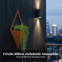 Rustic Metal Wall Planter Modern Design Rhombus Shaped Wall Pot Easy to Install