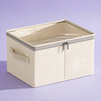 Clothes Organizer Closet Drawer Organizer Collapsible Clothes Bin Fabric Storage Box Breathable Cotton Linen Material with See Through Window Suitable for Car Office Home