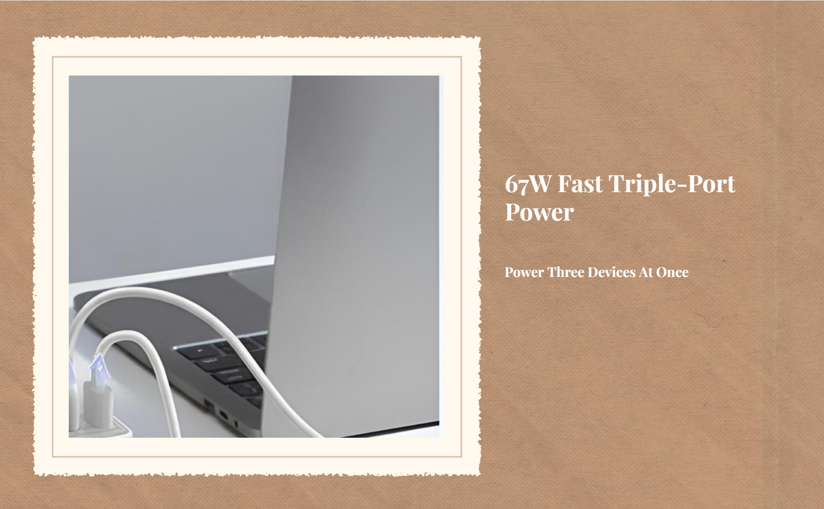 67W GaN charger, 3 ports, foldable