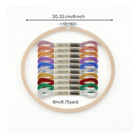 Embroidery Hoop with Thread 8-Inch for DIY Crafts, Crafters, Beginners