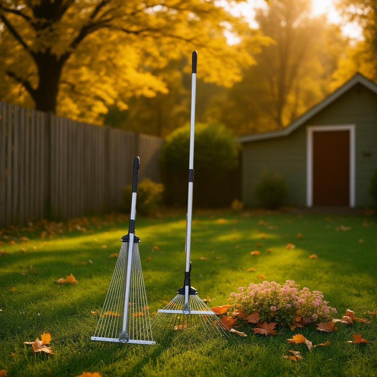Adjustable Stainless Steel Telescopic Lawn Rake