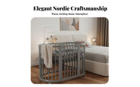 Bedside Sleeper Net Netting Cover 5-in-1 Oval Infant Bed Includes Changing Table Nursery Furniture for Infants, New Parents, Bedroom, Indoors