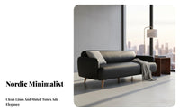 Nordic Design Minimalist Loveseat with Wooden Legs Light Luxury Aesthetic Living Room Seating Japanese-Inspired Couch Comfortable paddinging for Apartment Dwellers, Small Space Owners, Office Managers, Reception Area, Lounge, Bedroom