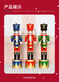 36cm Wooden Nutcracker Soldier with Drum, Christmas Craft Figure