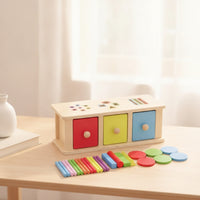 Educational Shape Sorter with Drawers Easy to Grasp Drawer Box with Shape Blocks Safe Child-Led Learning Drawer Toy Sensory for Preschoolers, Toddlers, Kids, Classroom, Playroom