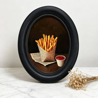 Retro Food Art Frame Creative Design Wooden Oval Picture Frame Distressed Finish for Restaurant