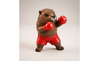 Resin Animal Figurine with Boxing Gloves | Sporty, Boxing Animal Statue, for Desk