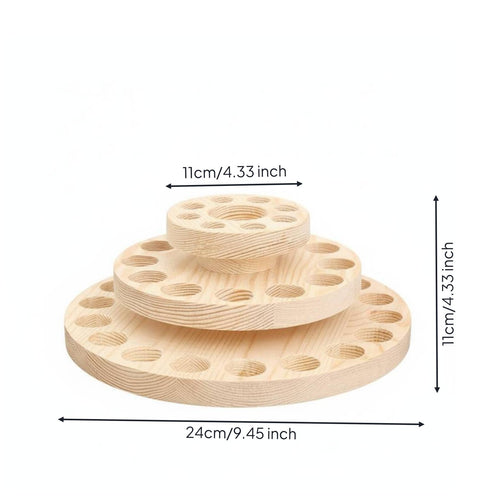 38 Slot Essential Oil Holder Wooden Rotating Oil Display Stand Space-Saving Household Storage for Desktop