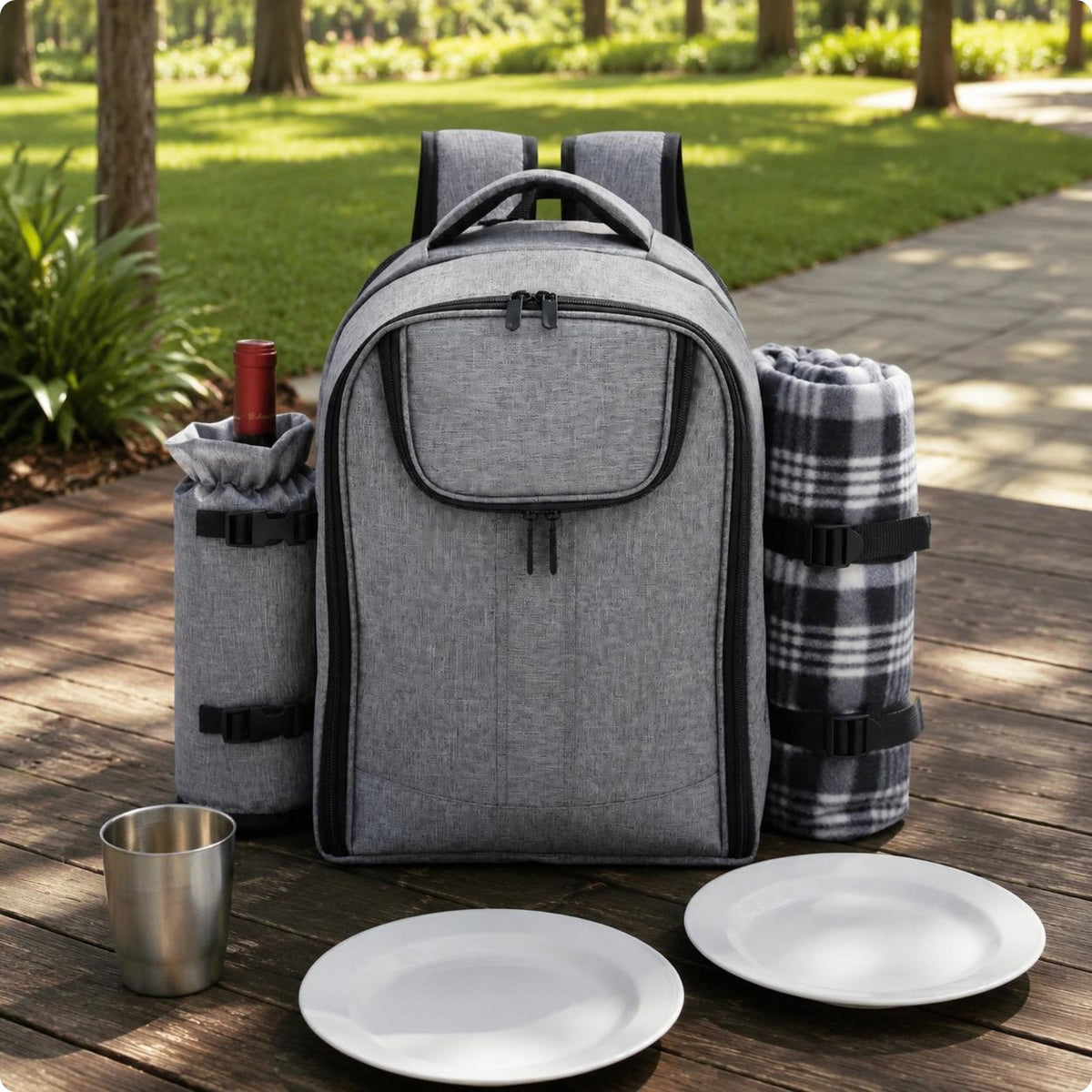 4 Person Picnic Set Backpack Two Shoulder Straps Picnic Backpack Complete Outdoor Gear for Camping