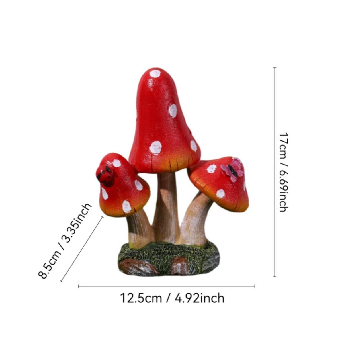 Resin Toadstool Sculpture Whimsical Design Red Toadstool Figurine Vibrant Colors