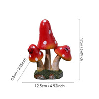 Resin Toadstool Sculpture Whimsical Design Red Toadstool Figurine Vibrant Colors