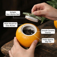 Home Decor Tea Storage Jar with Airtight Seal for Lovers, Small Ceramic Container with Fruit Shaped Design and Glazed Finish