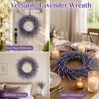 Seasonal Door Wreath for Front Door, Artificial Lavender Wreath 100-200cm, Flocked Violet & Green Home Decor