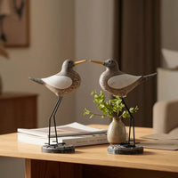 2 Pieces Bird Figurine with Base Nature-Inspired Sculpture Earthy for Tabletop