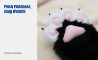 Plush Cat Paw Gloves, Cosplay Accessory, Cartoon Paw Mittens, Cute, Exposed Finger, Random Color