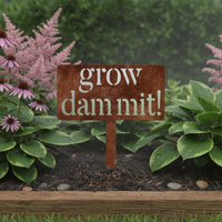 Rectangular Metal Garden Sign White Lettering Garden Sign Rust-Brown