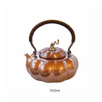 Pumpkin-Shaped Teapot Baked-Color Finish Hammered Copper Teapot