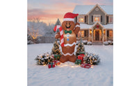 Christmas Inflatable Gingerbread Man with Santa Hat Outdoor Inflatable Gingerbread Man with Candy Cane Holiday Festive