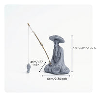 Mini Fisherman Figurine Small Fisherman Statue Rustic Miniature Landscape Decor Asian Zen for Gardeners