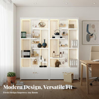 1 Freestanding Bookcase with Display Shelf Shelving Unit Metal Frame Display Rack Storage Rack and Led Strip Lighting Suitable for Living Room Office Retail Store Home Decoration