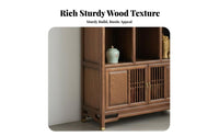 Multi-Compartment Chinese Curio Cabinet Openrear Design Display Shelf Room Divider for Tea Lovers, Collectors, Homeowners, Office
