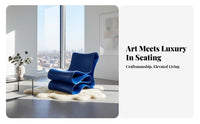 Nordic Design Upholstered ribbon Chair Minimalist aesthetic Indoor Furniture Sculptural Form Plush Upholstery for Interior Designers, Homeowners, Living Room, Balcony, studying corner, Apartment