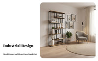 Room Divider with Shelves Multi-Functional Industrial Bookshelf with Cabinet Multifunctional Freestanding Partition Shelf for Entryway, Restaurant