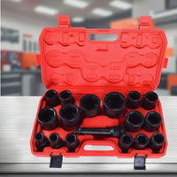 17 Pieces Impact Socket Kit with Case Deep Impact Socket Set 6-Point Tools for Mechanics, Automotive Technicians, Auto Repair Shop, Garage