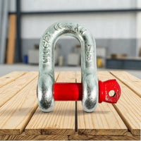 Shackle with Red Pin Compact Bow Shackle Textured Clevis for Riggers, Mechanics, Rigging, Towing, Workshops