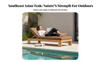Waterproof Wooden Chaise Lounge Weather-Resistant Sun Lounger Adjustable Backrest Deck Chair Easy to Clean for Sunbathers, Homeowners, Hotel Owners, waterside, Garden, Backyard, Balcony