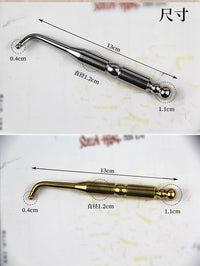 Pure Copper Curved Acupoint Probe Pen with Round Metal Ear Probe