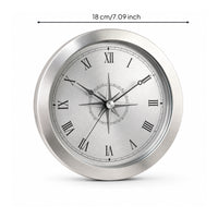 Round Analog Wall Clock Silver Dial Roman Numeral Wall Clock Glass Front