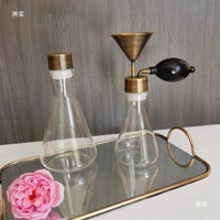 Glass Aroma Bottle with Vintage Metal Funnel for Coffee Beans and Essential Oils