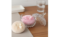 3 Pieces Body Powder Puff and Container Set Reusable Glass Powder Box with Puff Bow Design Washroom Accessory for Dressing Table