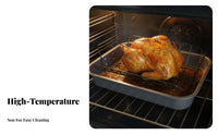 High Temperature Resistant Roasting Pan with Rack Rolled Rim Design Roaster Pan with Rack Easy to Clean Rectangular Non-Stick Roaster Heavy-Duty for Home Cooks, Families, Holiday Hosts, Family Dinners